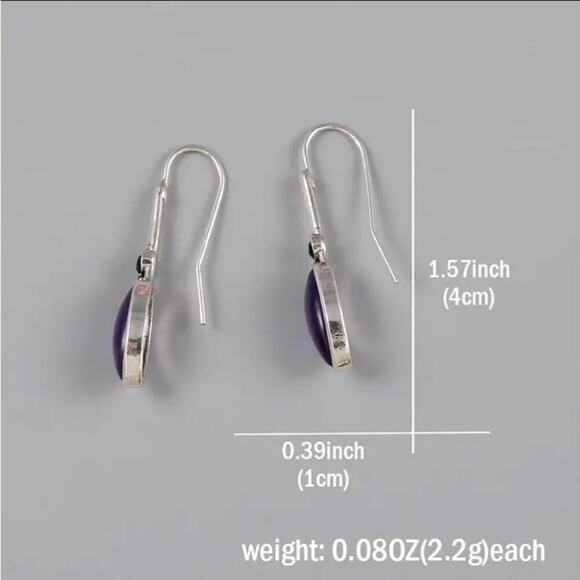 Boho Purple Zircon Hook Dangle Earrings - Picture 6 of 6